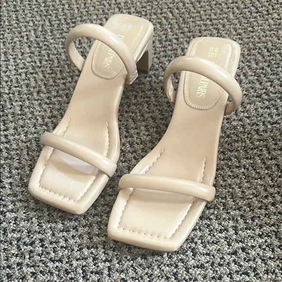 Sandal Heels for Women Low Square Open Toe Chunky Heels Slip On Dream Pairs - Picture 2 of 5